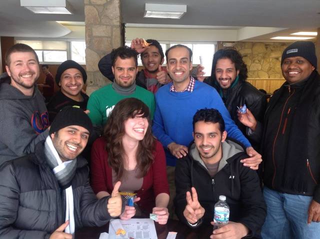 Some student, Jason, and I at our Origami Conversation Hour.